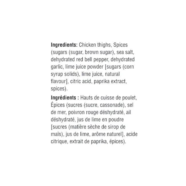 WFC 7018 7087 Chicken Thighs PeriPeri Ingredients