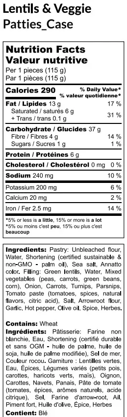 22059 nft Jamaican Lentil & Veggie Patties