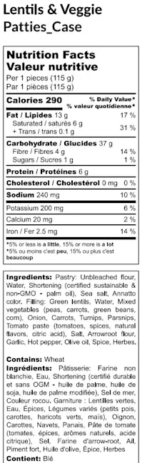 22059 nft Jamaican Lentil & Veggie Patties