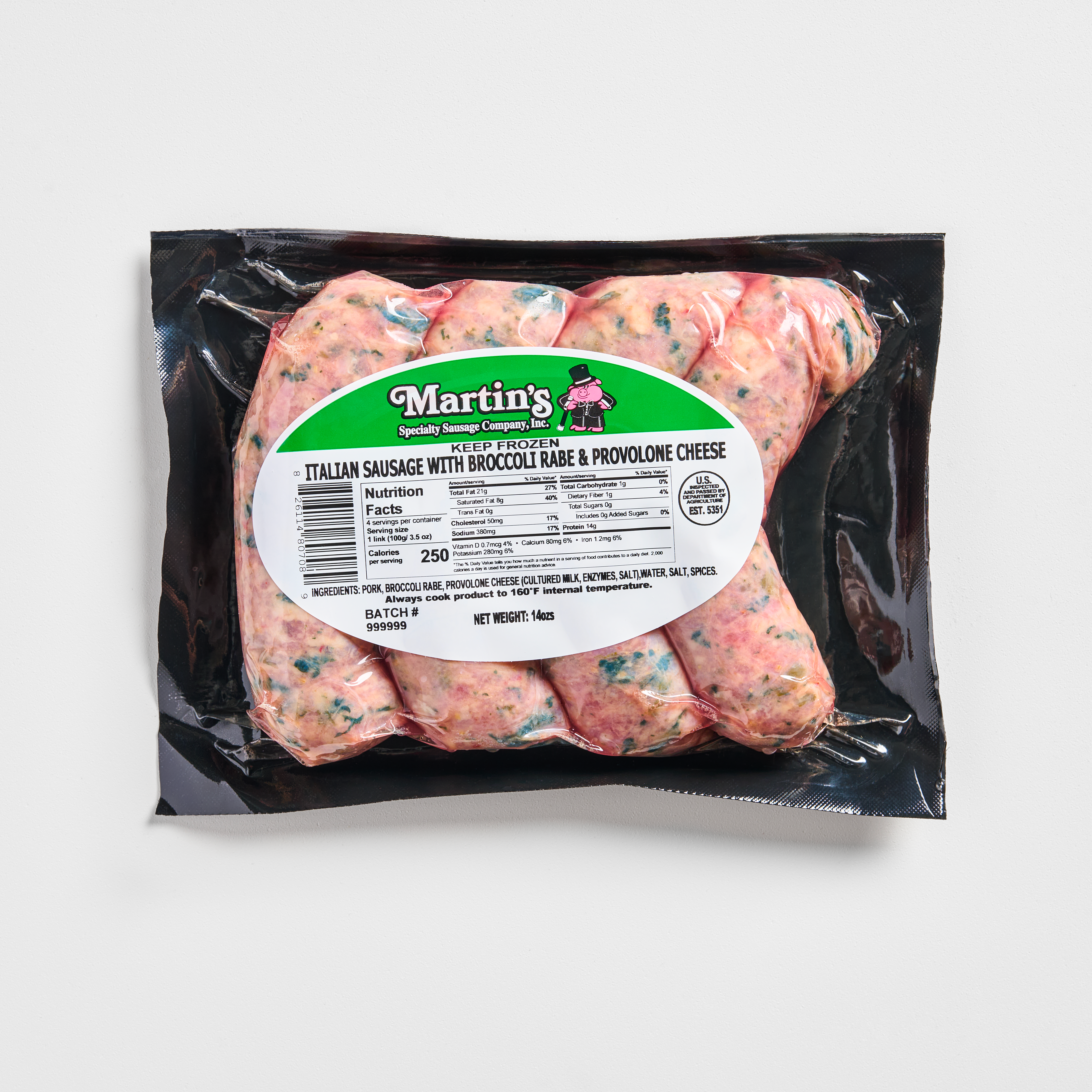 3821 PACKAGE Broccoli Rabe Provolone Pork Sausage - Martin's