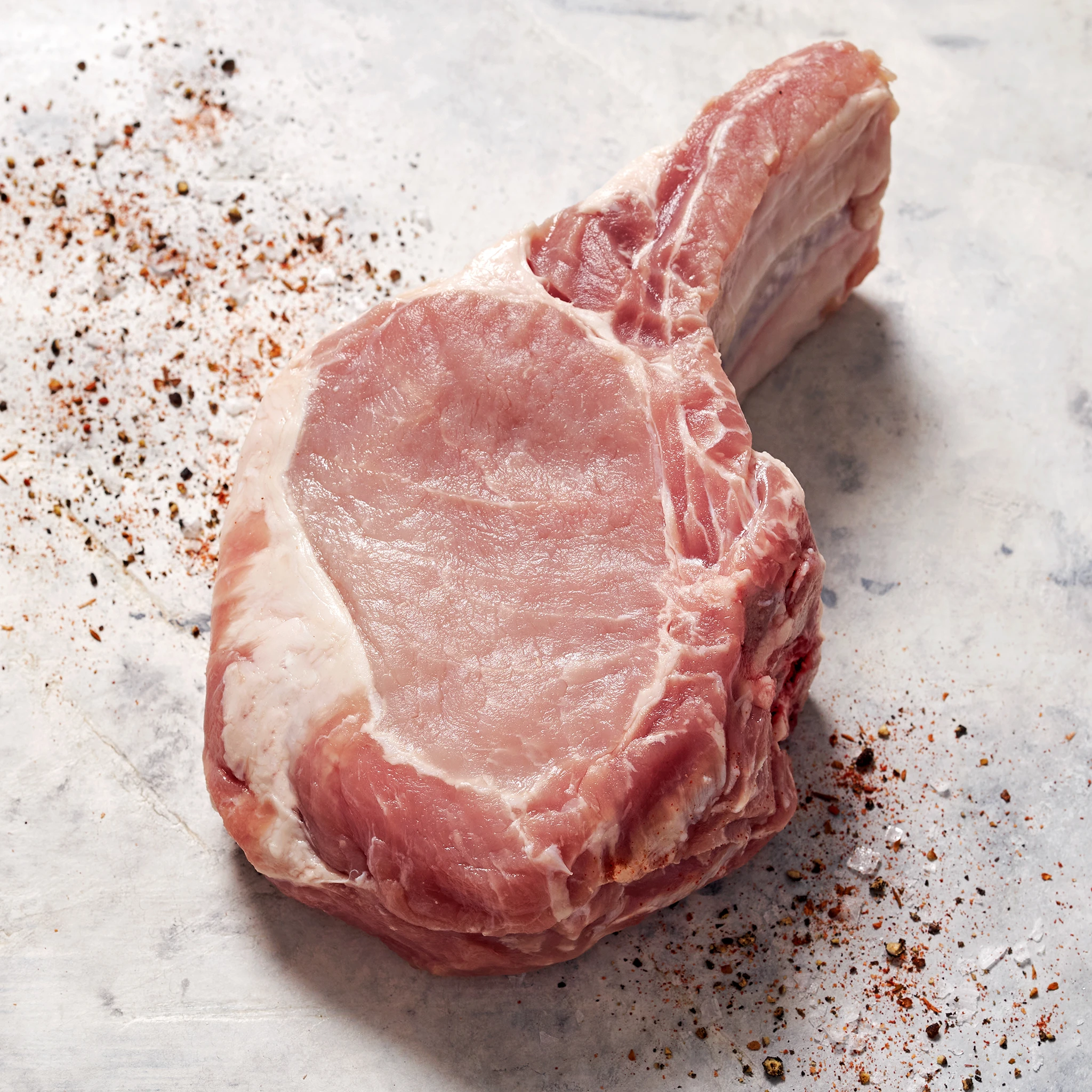 3593 3106 WF Raw Pork Double Bone-In Rib Chop Pork