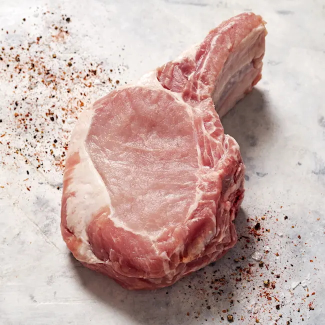 3593 3106 WF Raw Pork Double Bone-In Rib Chop Pork
