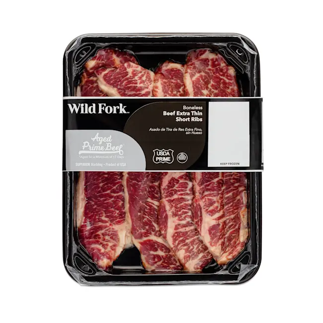 1416 WF PACKAGED USDA PRIME BEEF THIN BONELESS SHORT RIBS BEEF