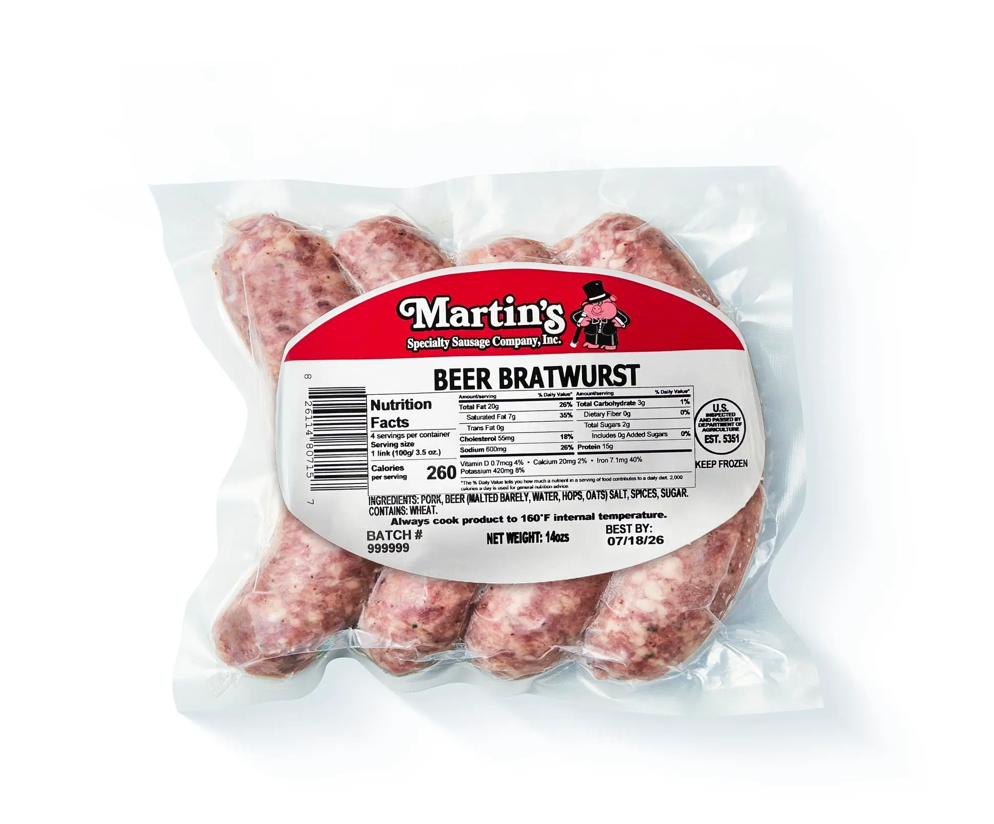 3838 Martins Beer Bratwurst
