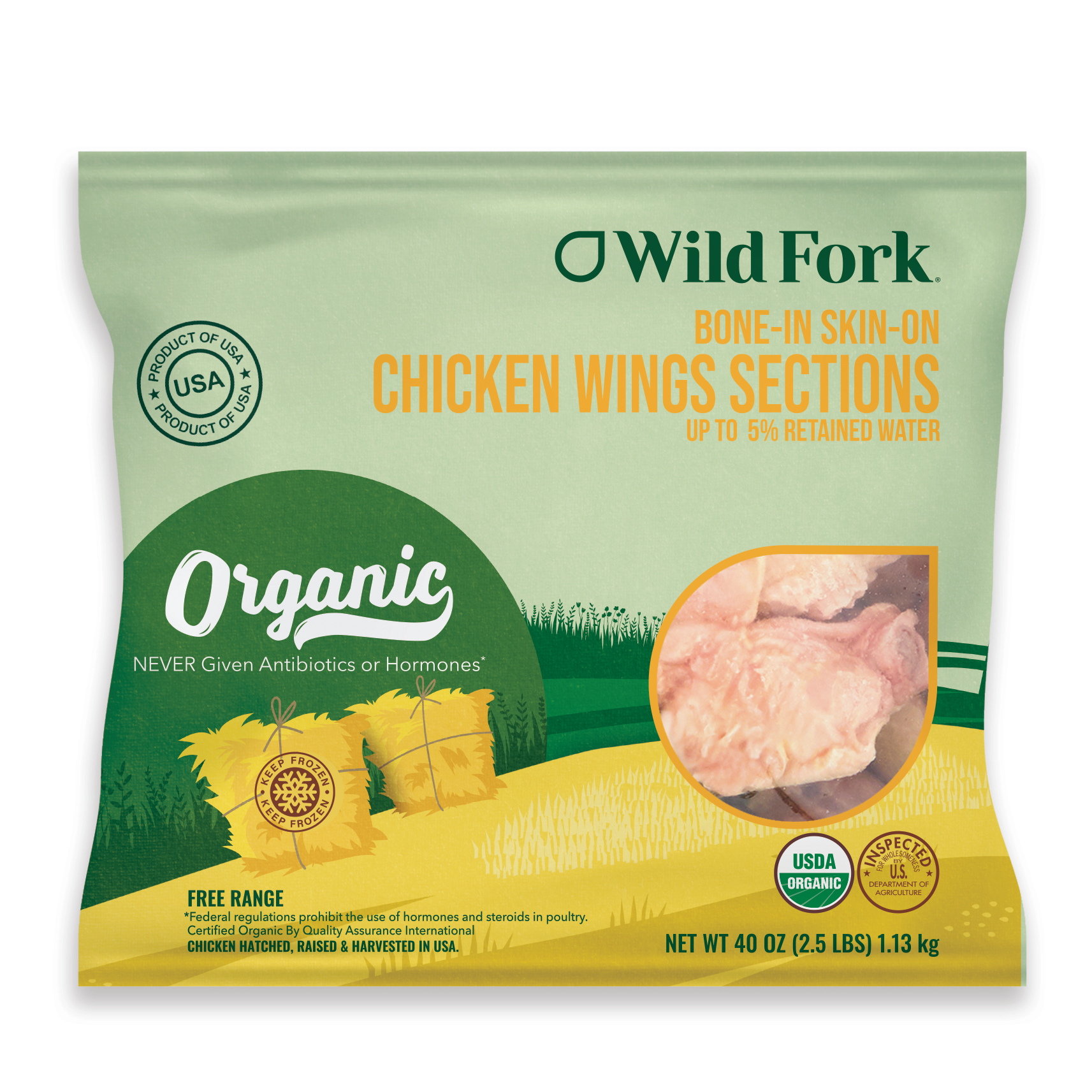 4307 WF PACKAGED Organic Chicken Wing Sections Poultry