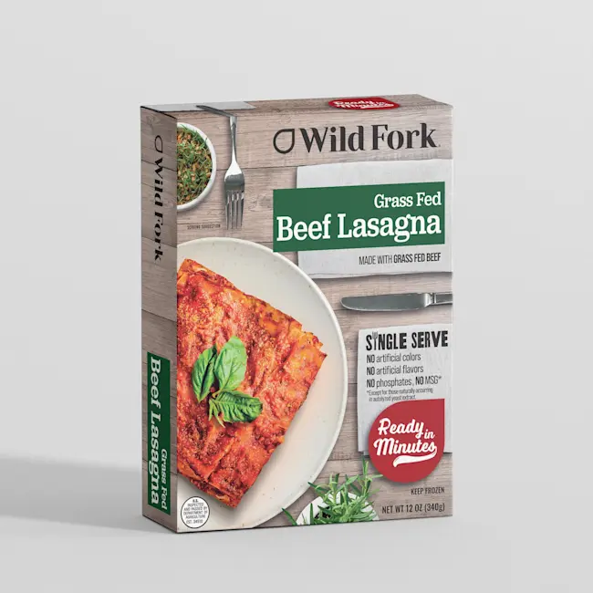 8032 WF PACKAGED Grass Fed Beef Lasagna - single serve Ready Meals