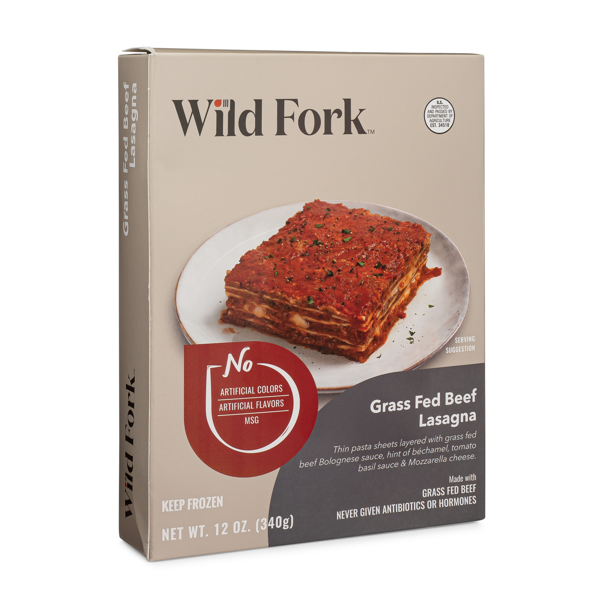 8032 WF PACKAGED Grass Fed Beef Lasagna - single serve Ready Meals