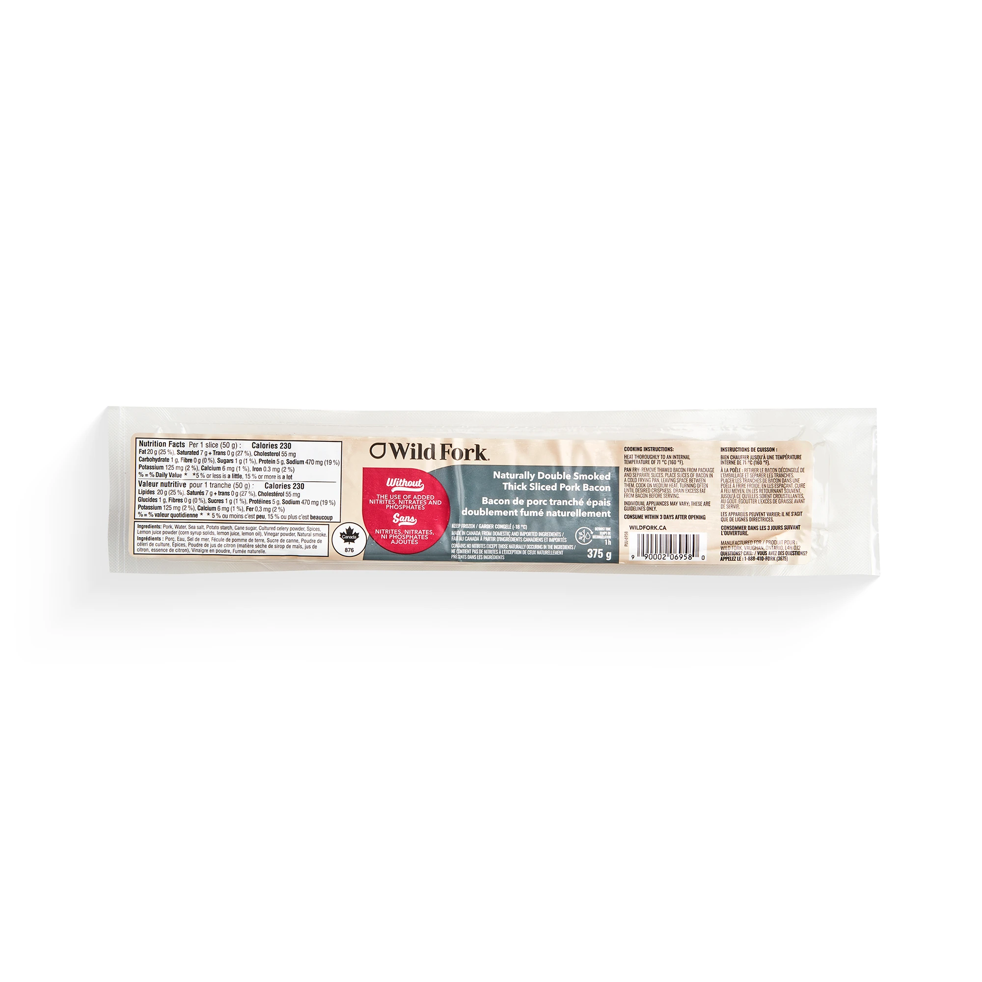 WFC 6958 Pork Bacon Naturally Double Smoked Thick Sliced PD