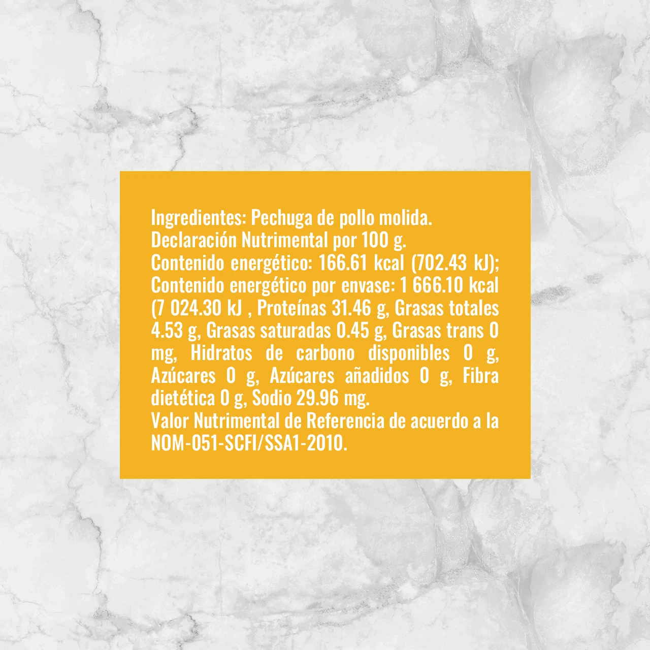 82010 Carne molida de pollo IQF Info Nutrimental