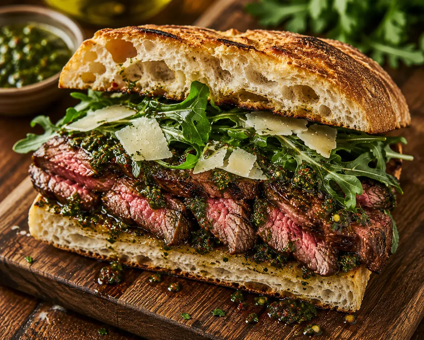 Chimichurri Ribeye Filet Steak Sandwich