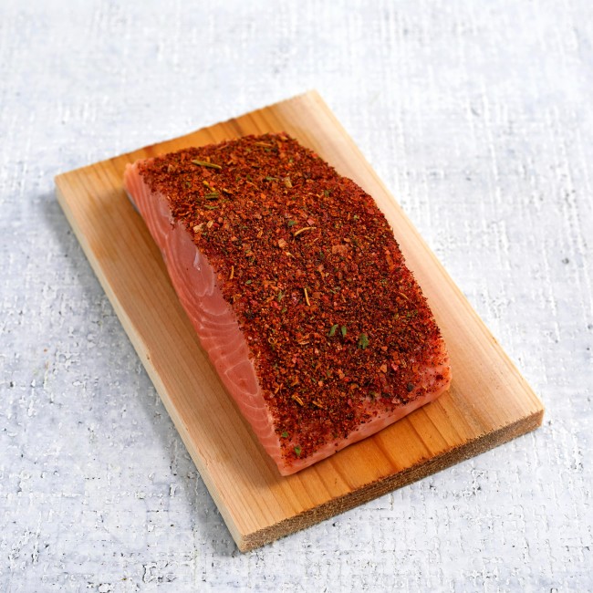 6068 WF Raw Blackened Atlantic Salmon Over Cedar Plank Seafood