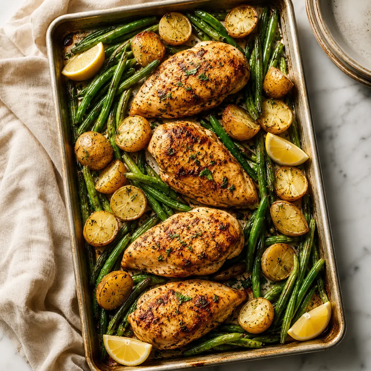 Sheet-Pan Lemon Herb Chicken Breast with Roasted Vegetables