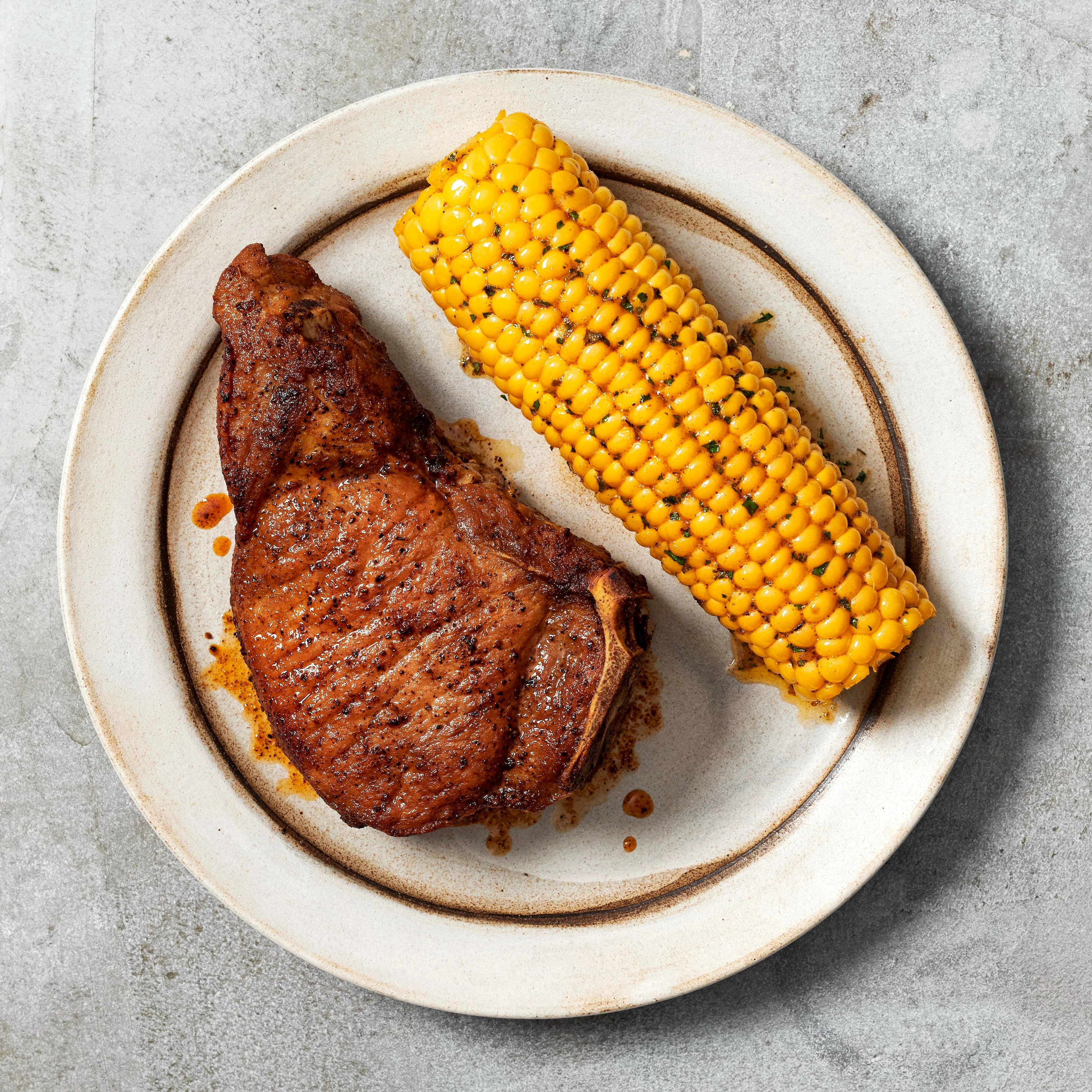 3421 PLATED Berkshire Pork NY Chop, Bone-in