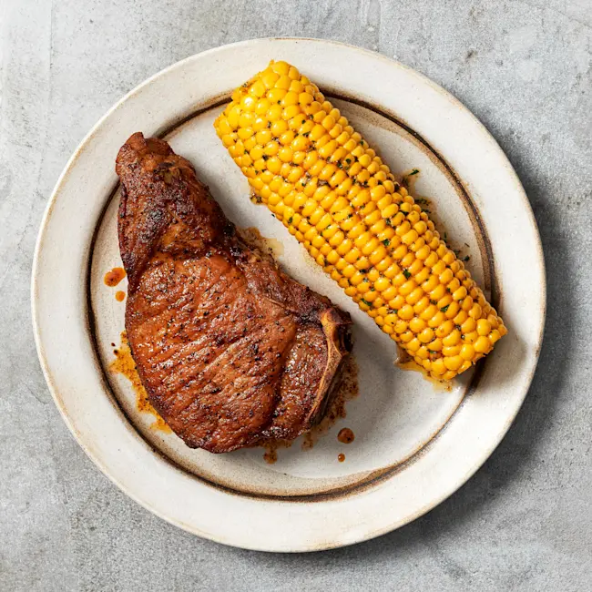 3421 PLATED Berkshire Pork NY Chop, Bone-in