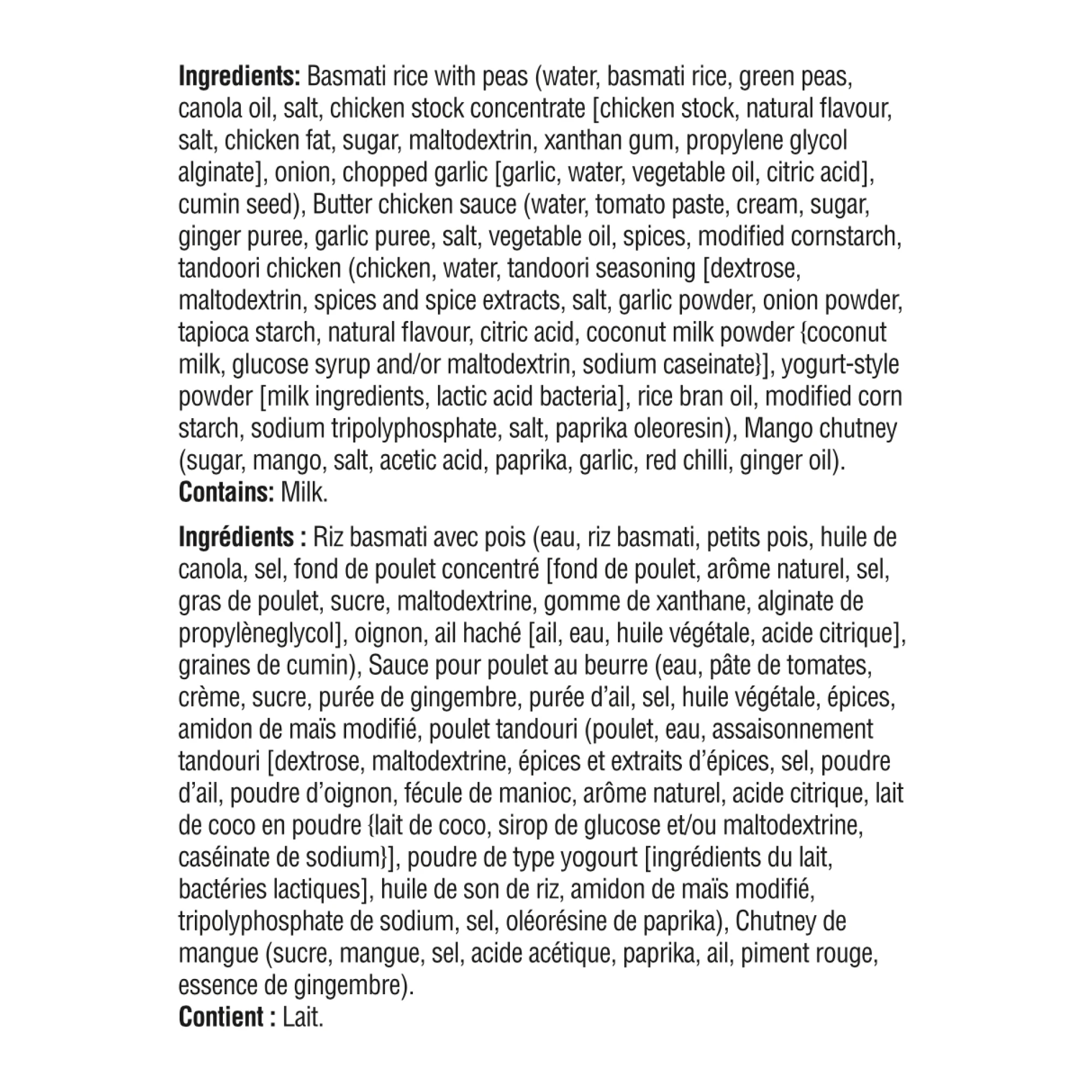 WFC 2516 ValueAdd Family ButterChicken Ingredients