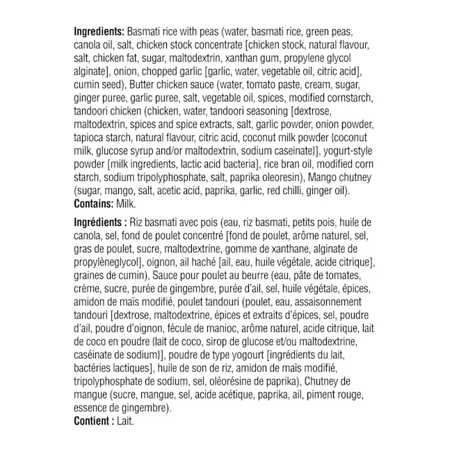 WFC 2516 ValueAdd Family ButterChicken Ingredients