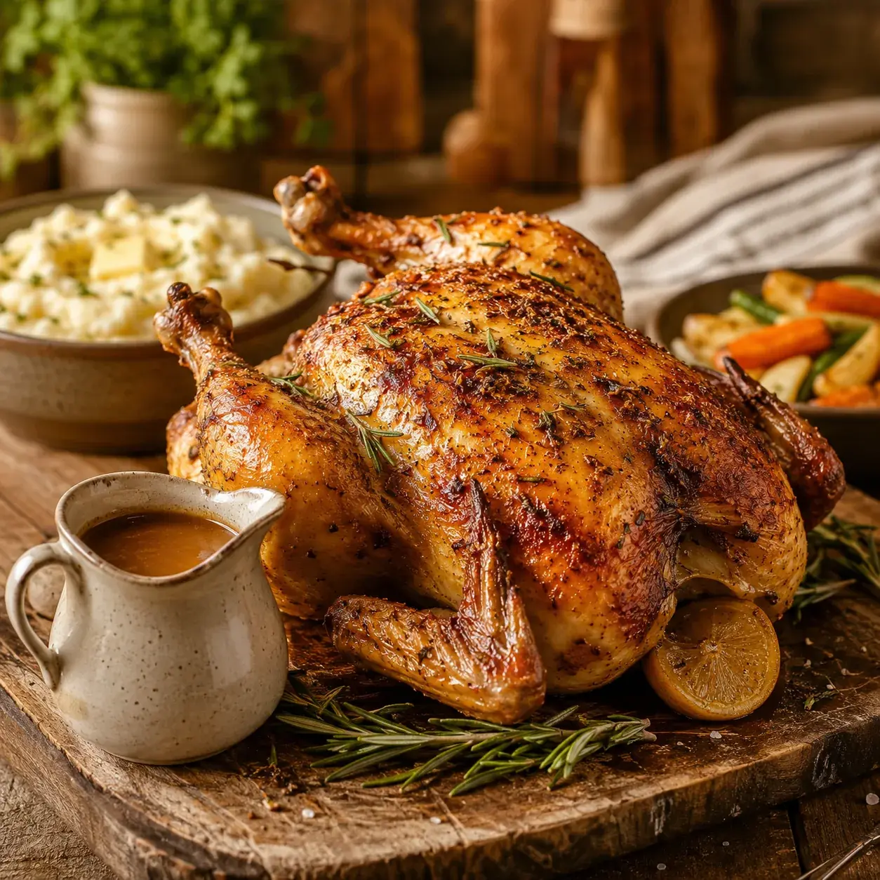 Classic Roasted Rosemary Chicken with Pan Gravy