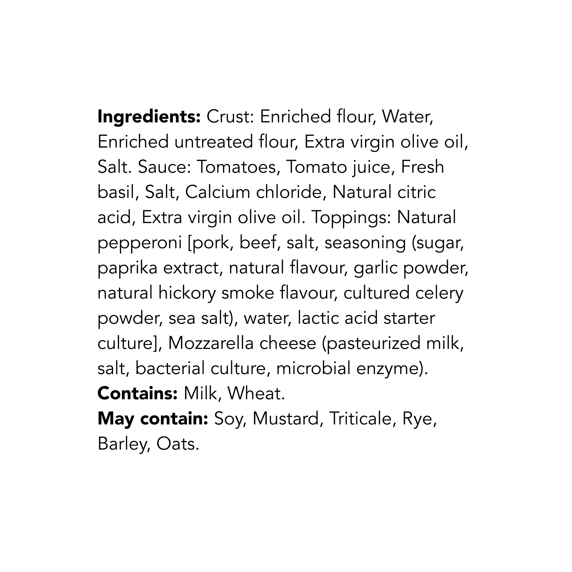 WFC 2519 NB ValueAdd PizzaPepperoni Ingredients