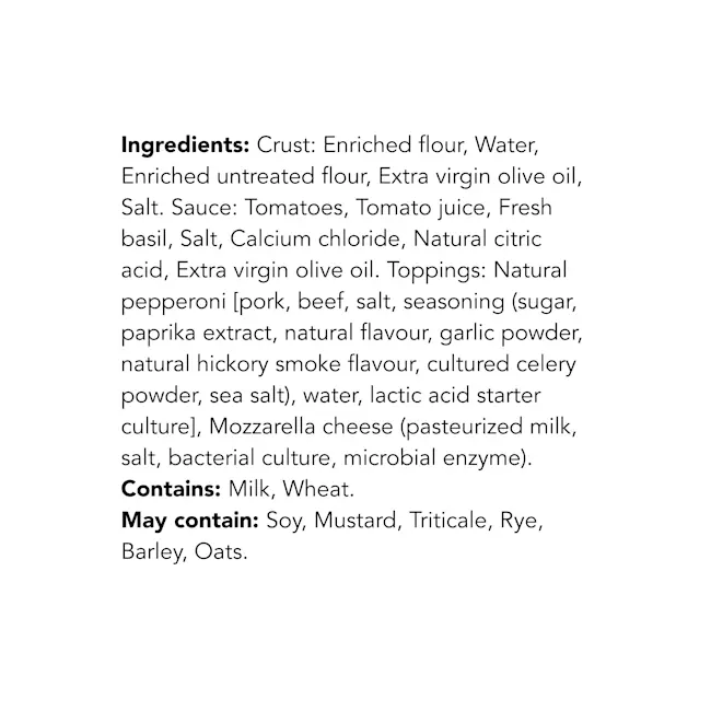 WFC 2519 NB ValueAdd PizzaPepperoni Ingredients