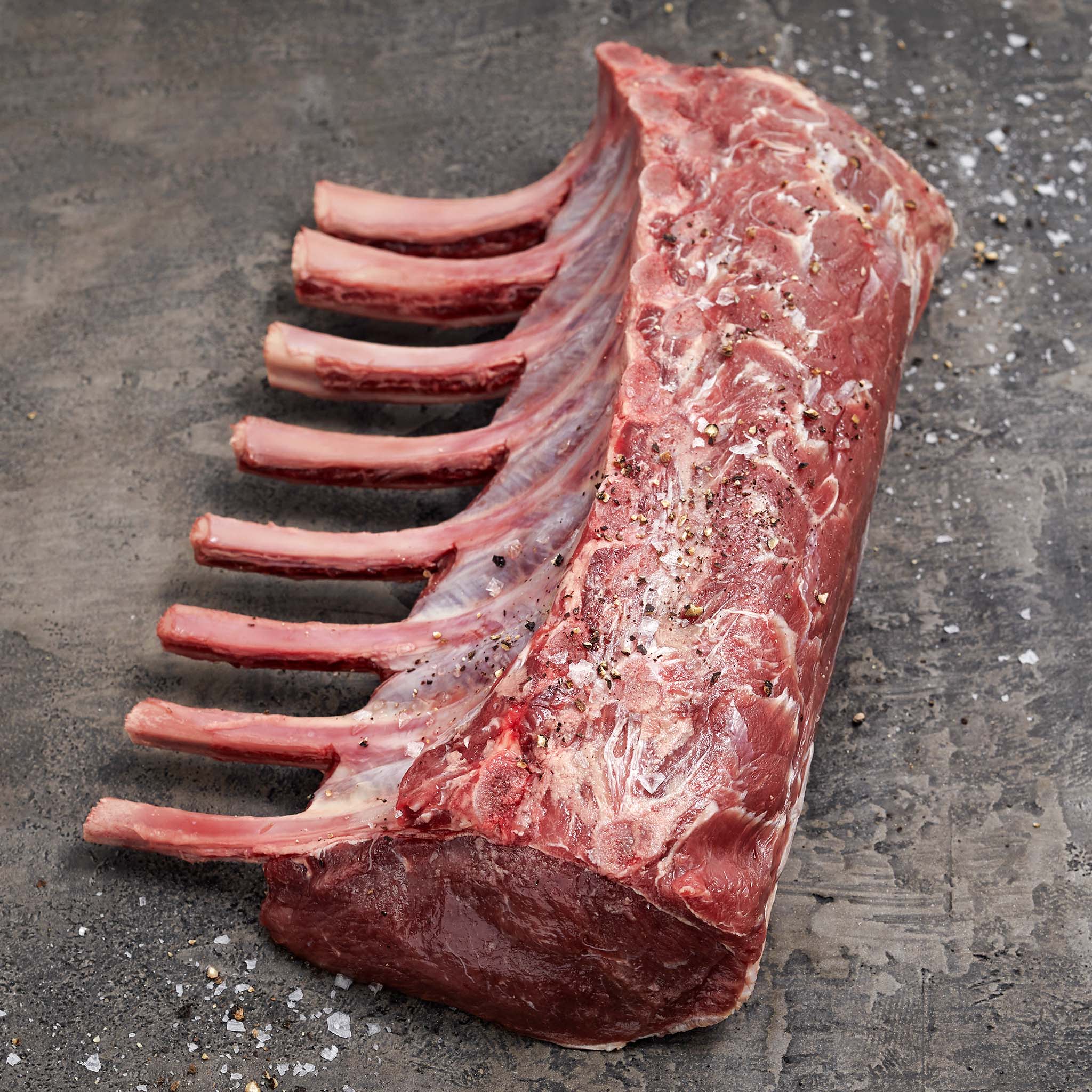 5703 WF Raw Venison Frenched Rib Rack Specialty Meat