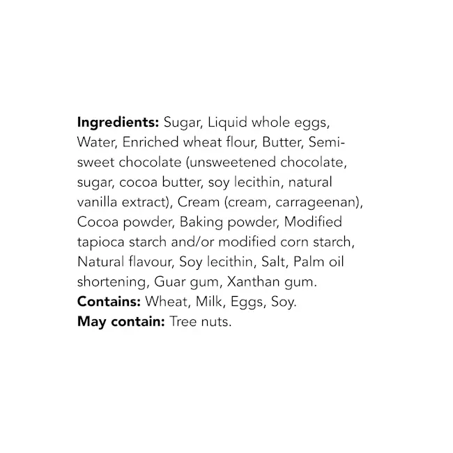 WFC 3809 NB ValueAdd ChocolateLavaCake Ingredients