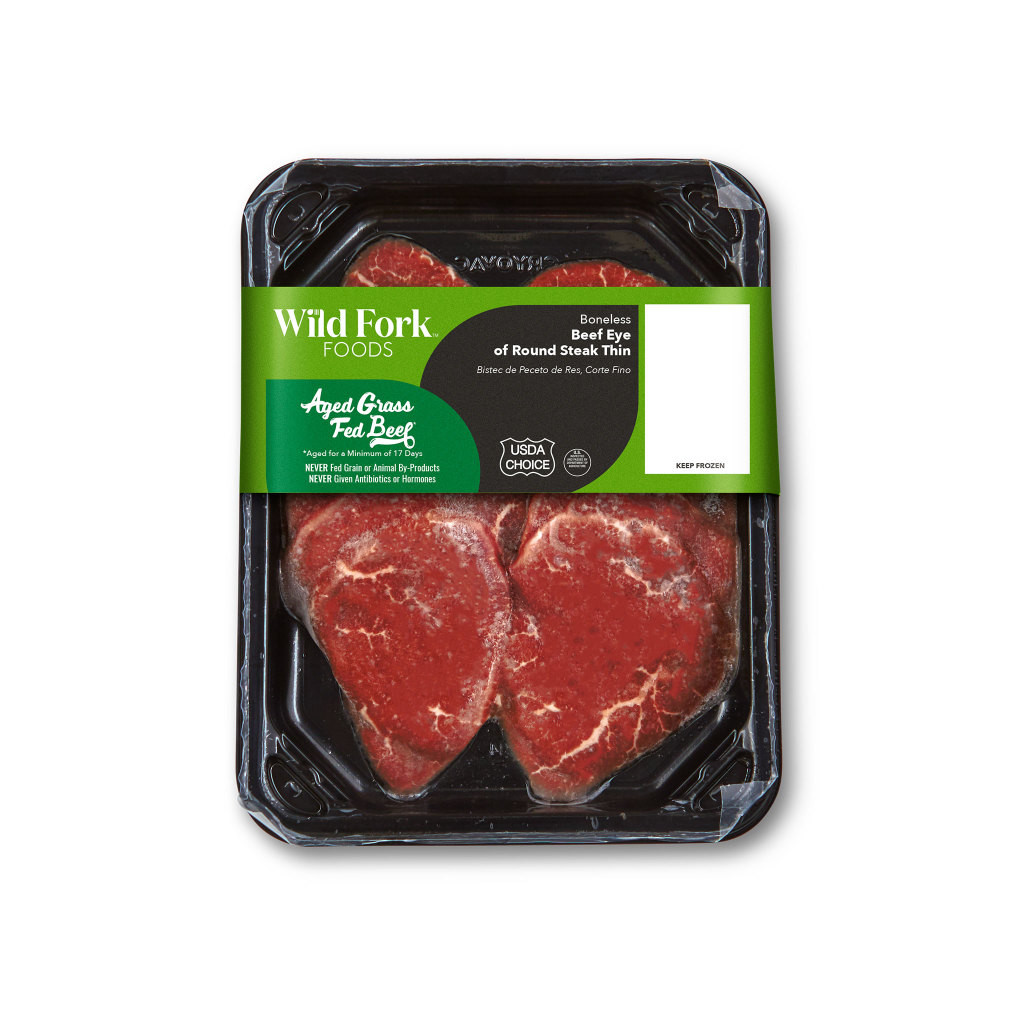 1610 WF PACKAGED Grass Fed Beef Thin Eye of Round Steak Beef