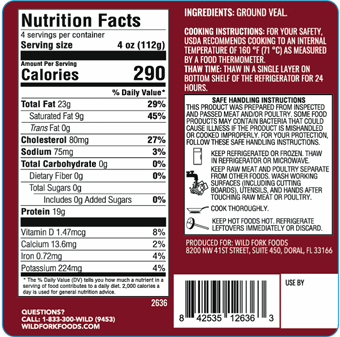 Veal burger label