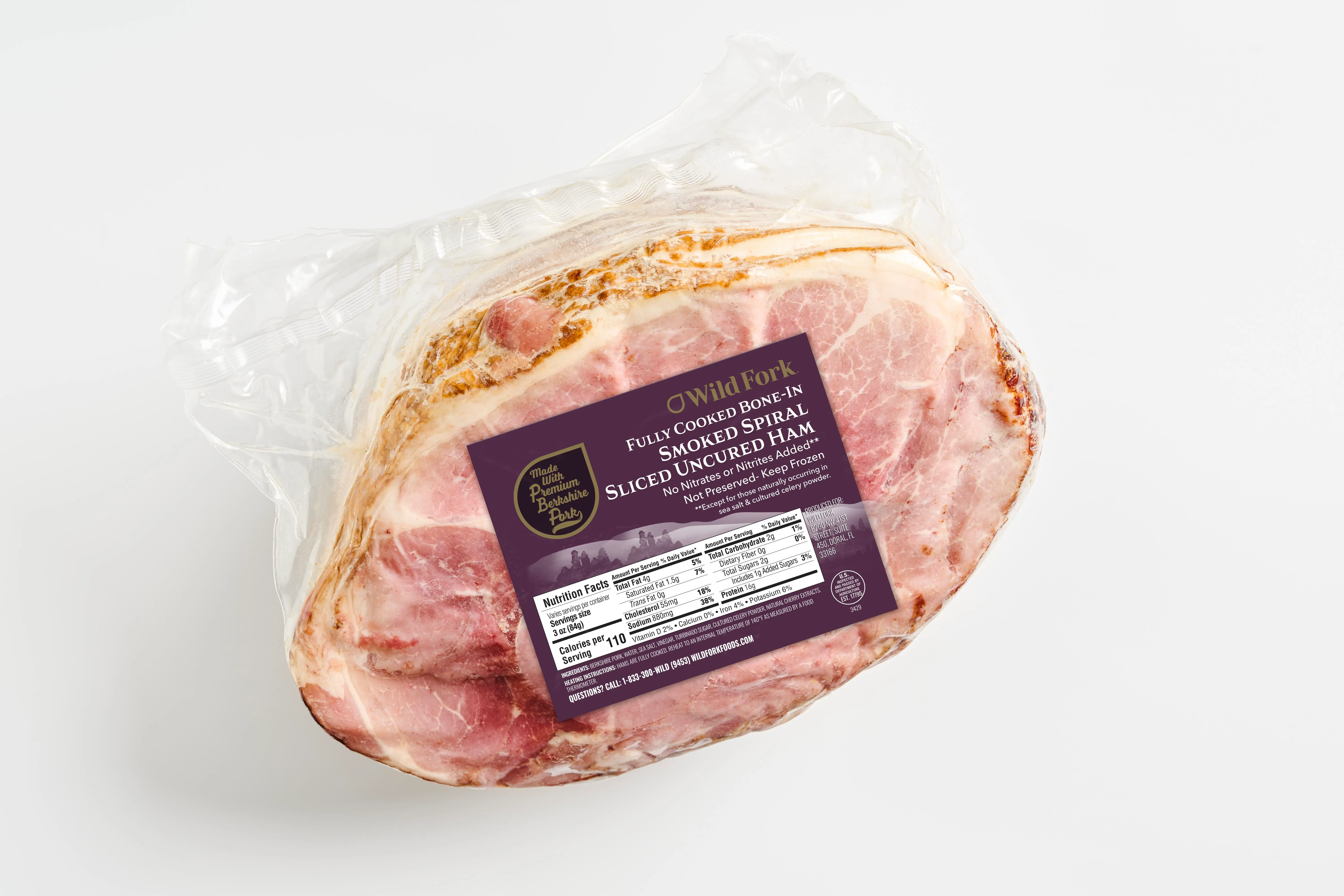 3429 packaging fully cooked Bone-in Berkshire Spiral Ham