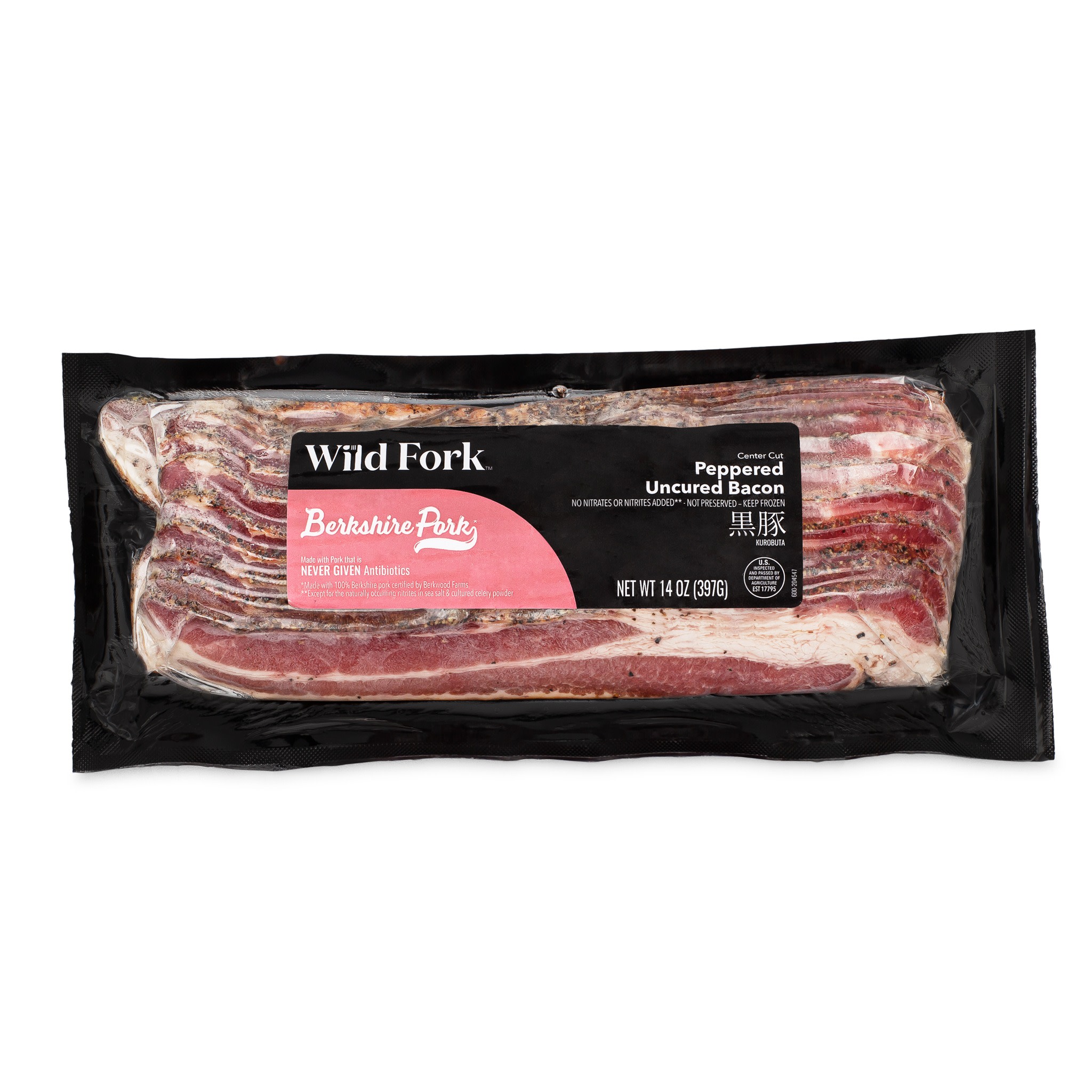 3808 WF PACKAGED Pepper Uncured Berkshire Bacon Pork