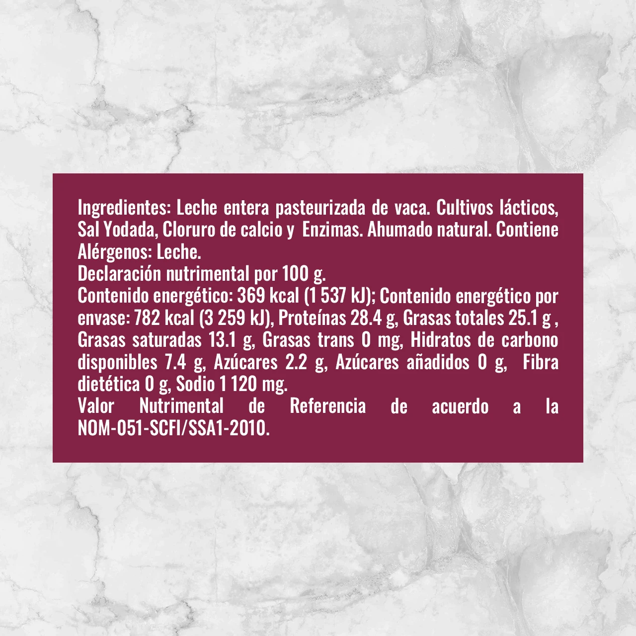 80591 QUESO PROVOLONE AHUMADO Info Nutrimental