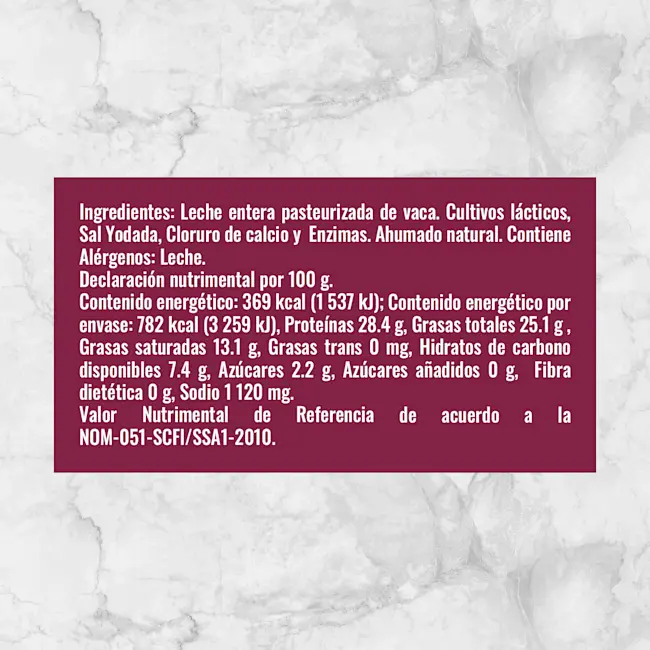 80591 QUESO PROVOLONE AHUMADO Info Nutrimental