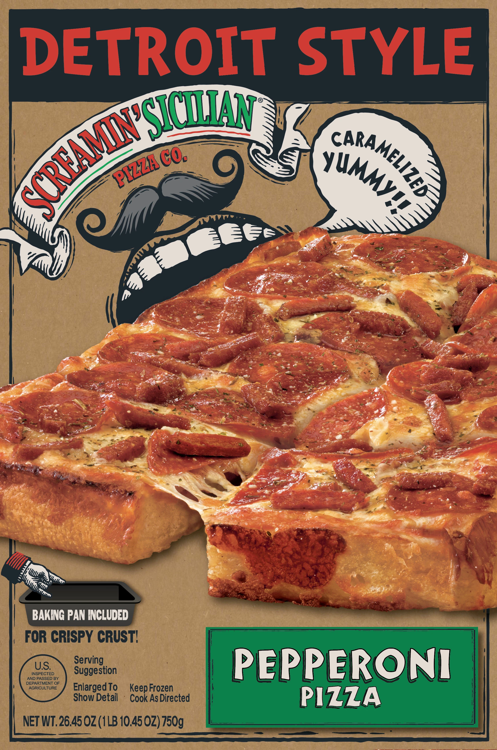 8144 PACKAGED Double Pepperoni Detroit Style Pizza - Screamin' Sicilian