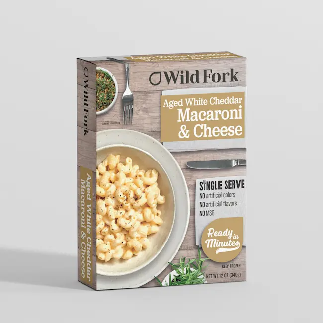 8043 WF PACKAGED Aged White Cheddar Macaroni & Cheese - single serve Ready Meals