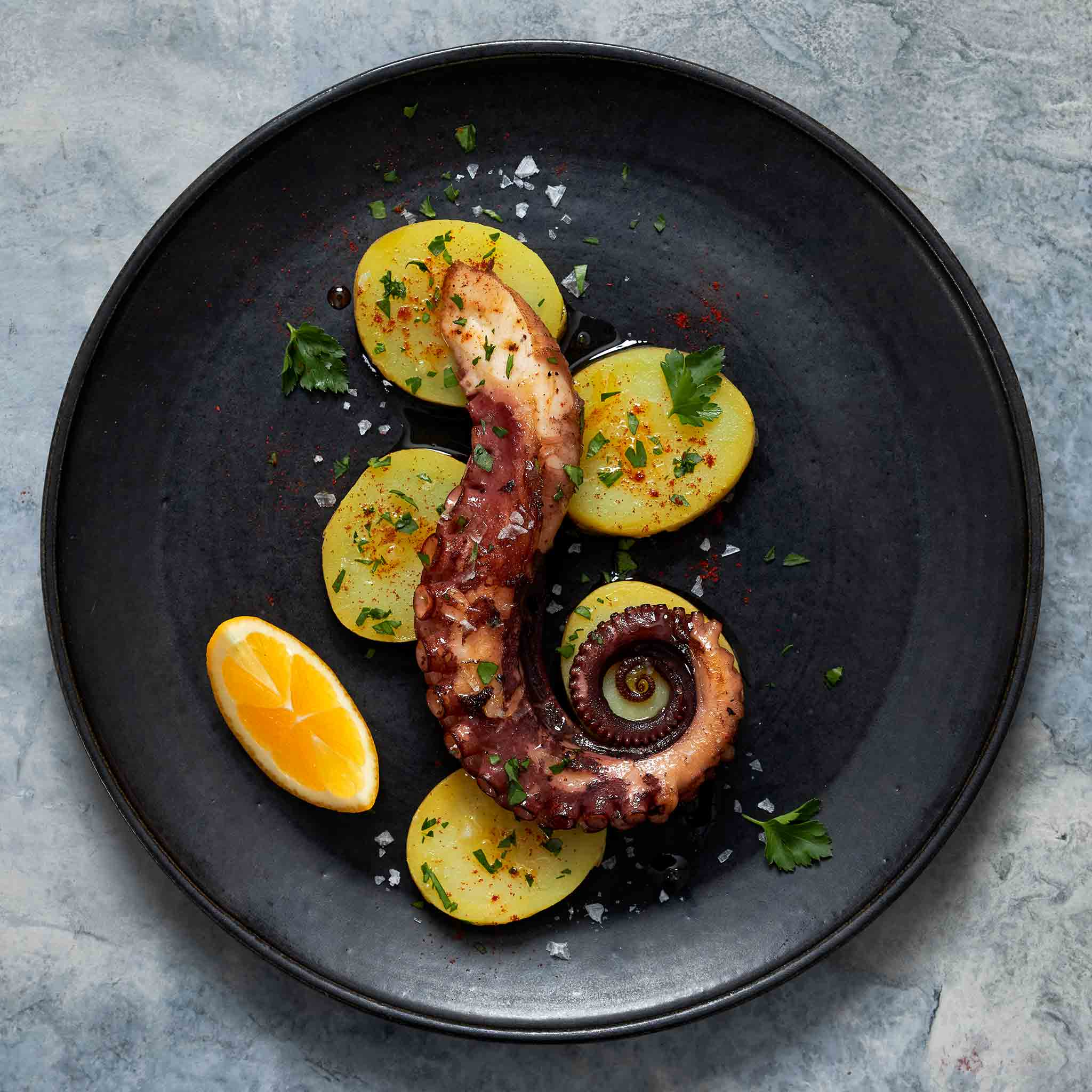 5310 WF PLATED Octopus plated Seafood