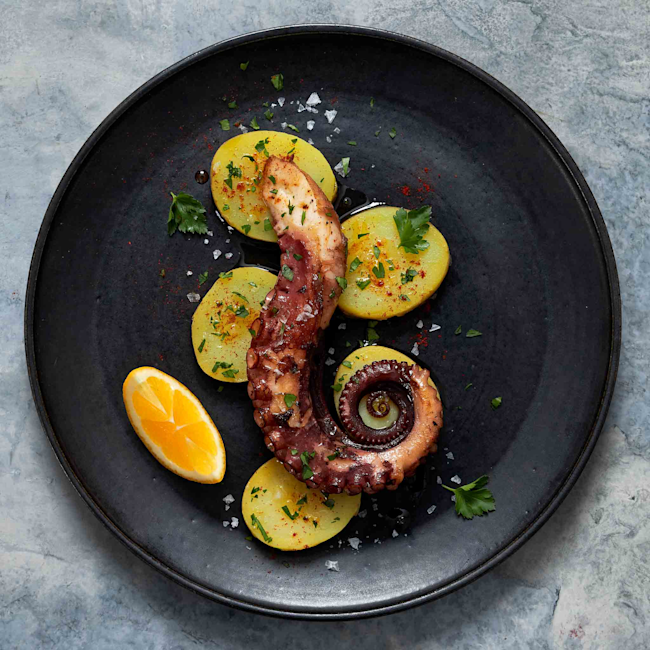 5310 WF PLATED Octopus plated Seafood