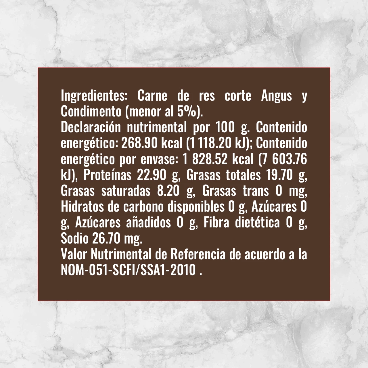 80148 HAMBURGUESA ANGUS MM 680g Info Nutrimental