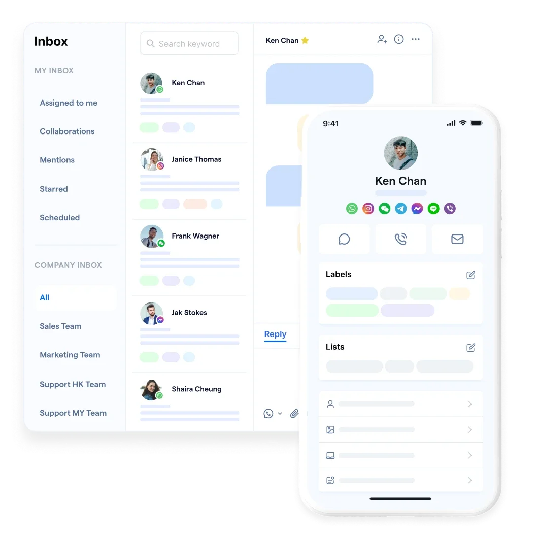 Unified inbox and customer profile view for streamlined communication across multiple channels
