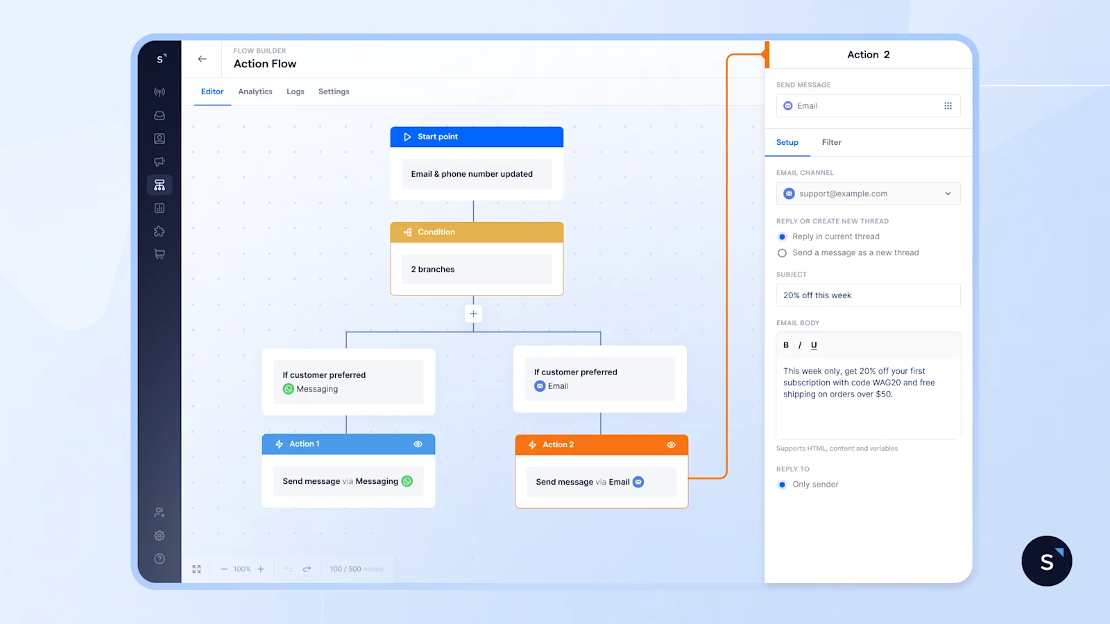 automate messages by preferred channel