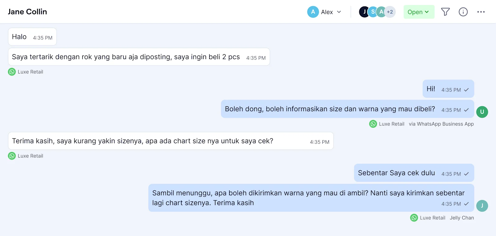 ID - contoh penggunaan fitur WhatsApp Coexistence di dashboard SleekFlow 