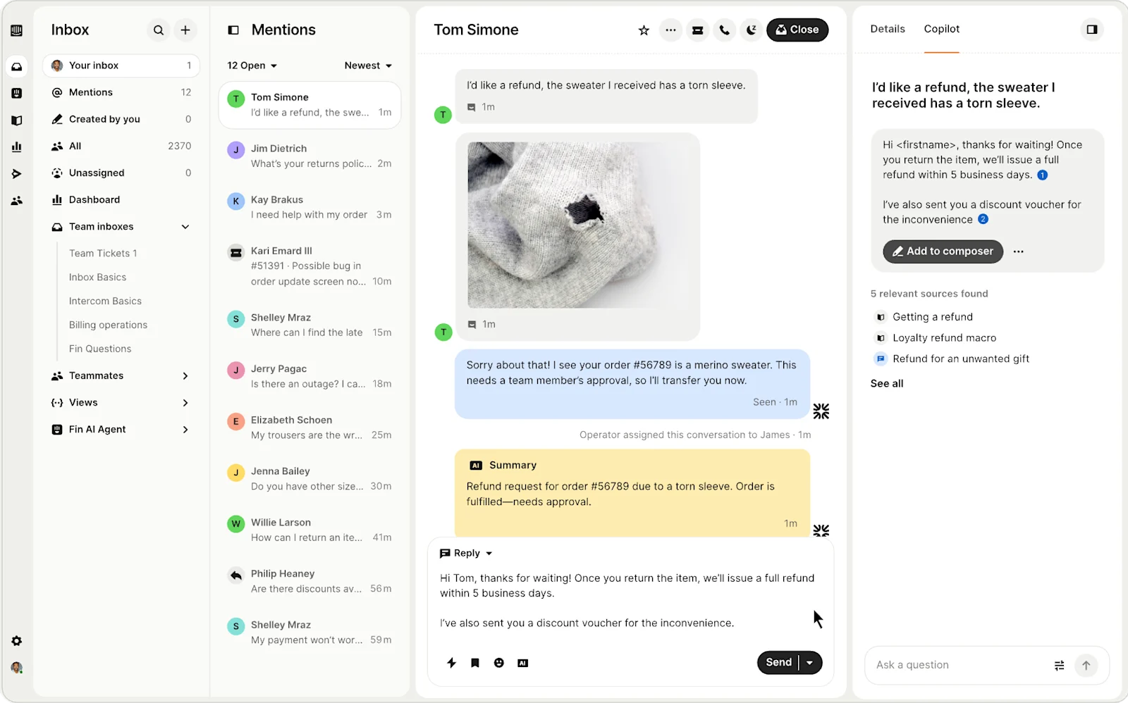 Intercom dashboard