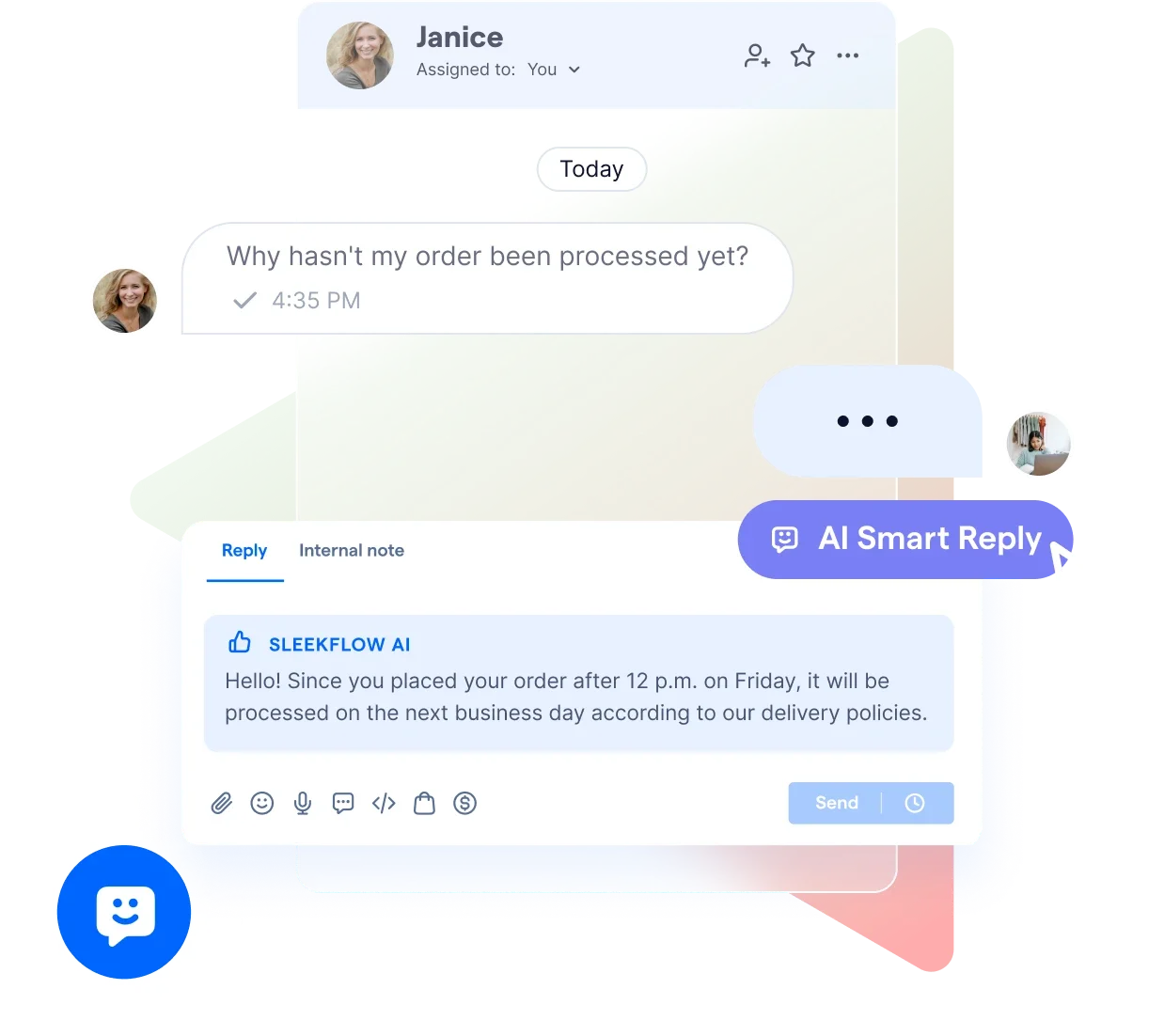 sleekflow ai responding to customer inquiry with smart reply
