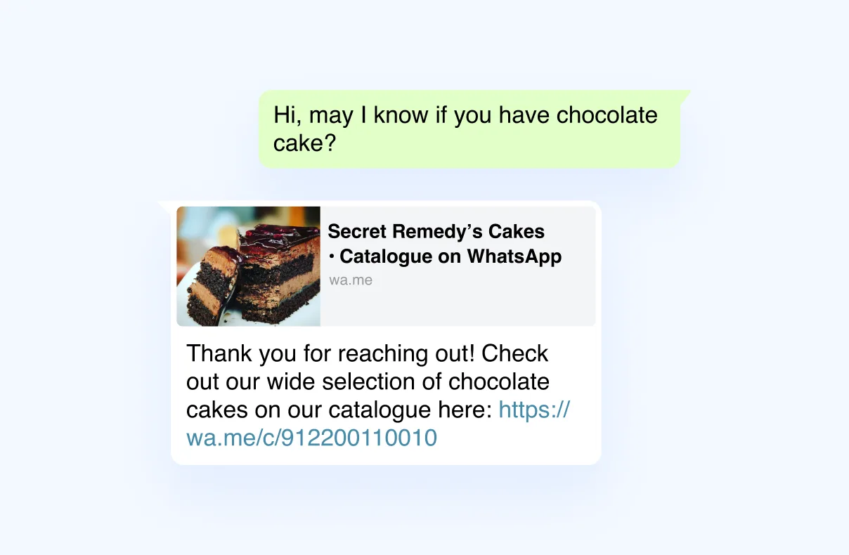 a whatsapp conversation about chocolate cake availability