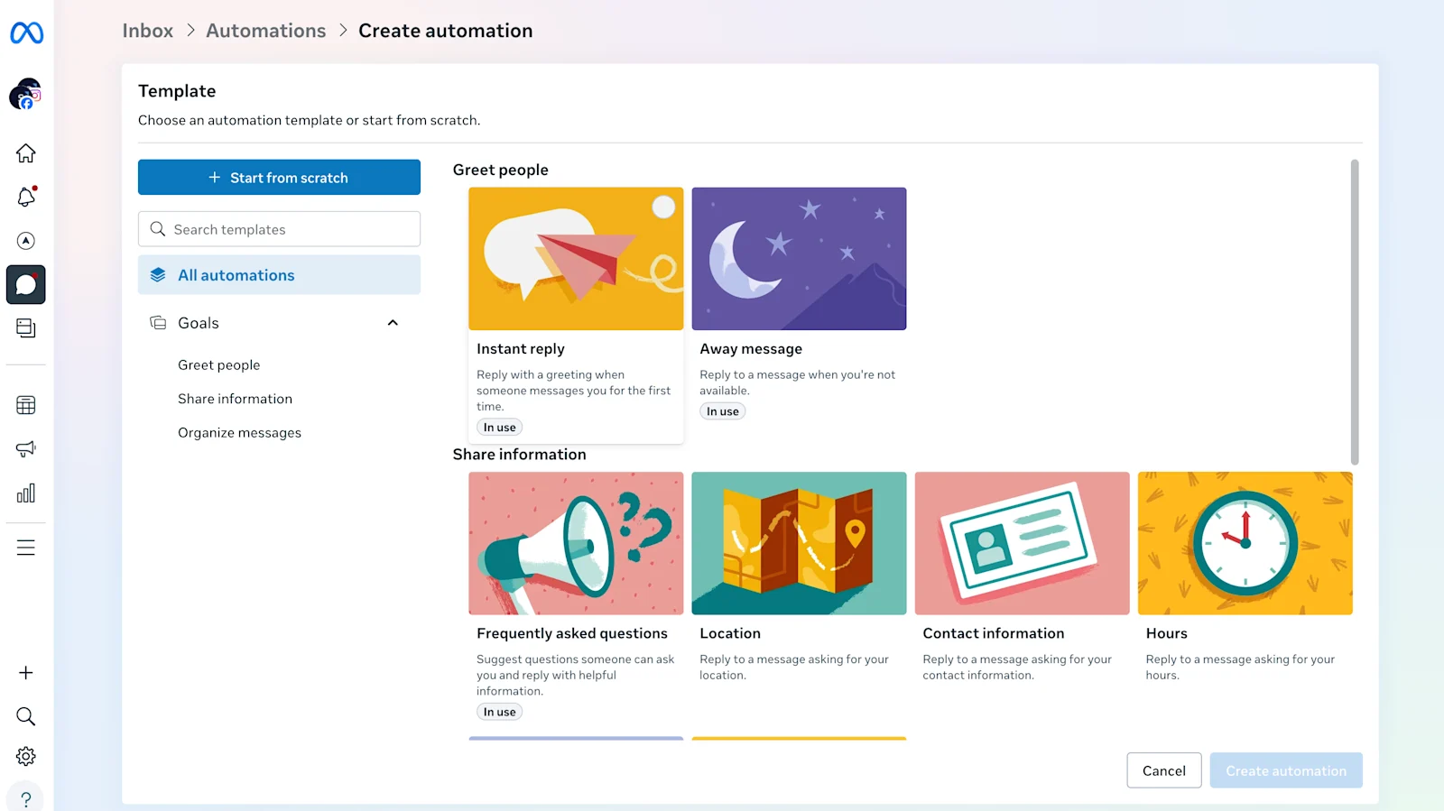 Pilih Otomasi untuk Facebook Chat