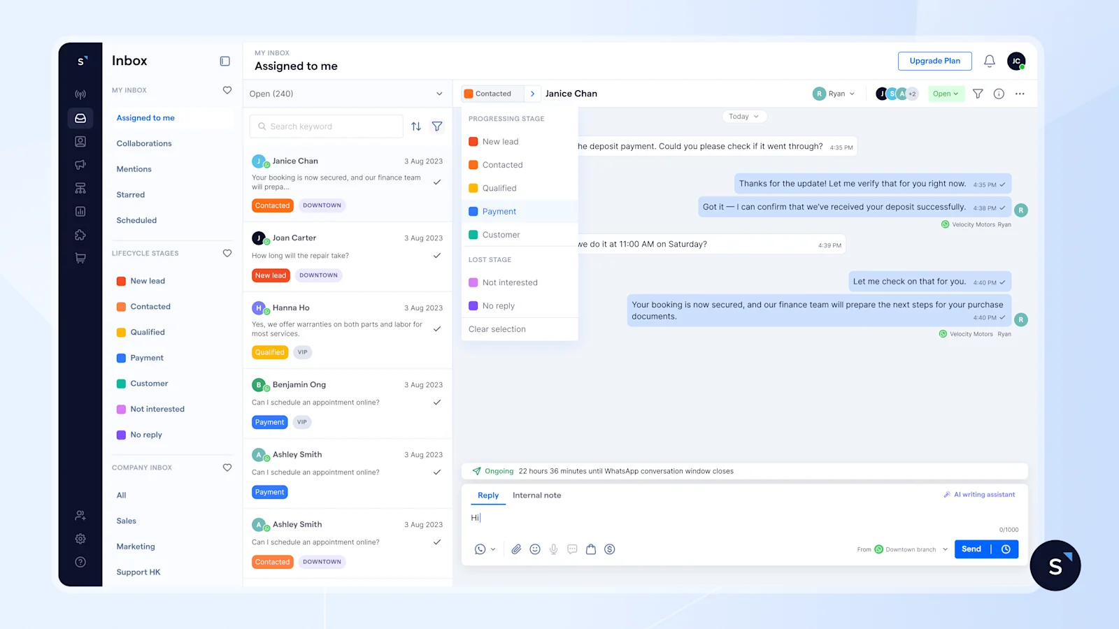 EN/Update customer lifecycle status with a click in the inbox