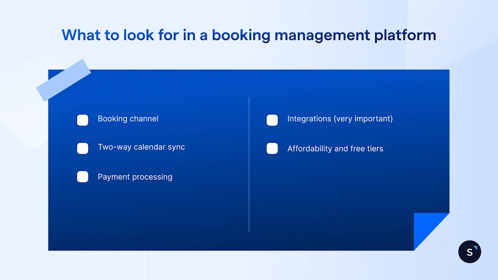 booking management platform checklist