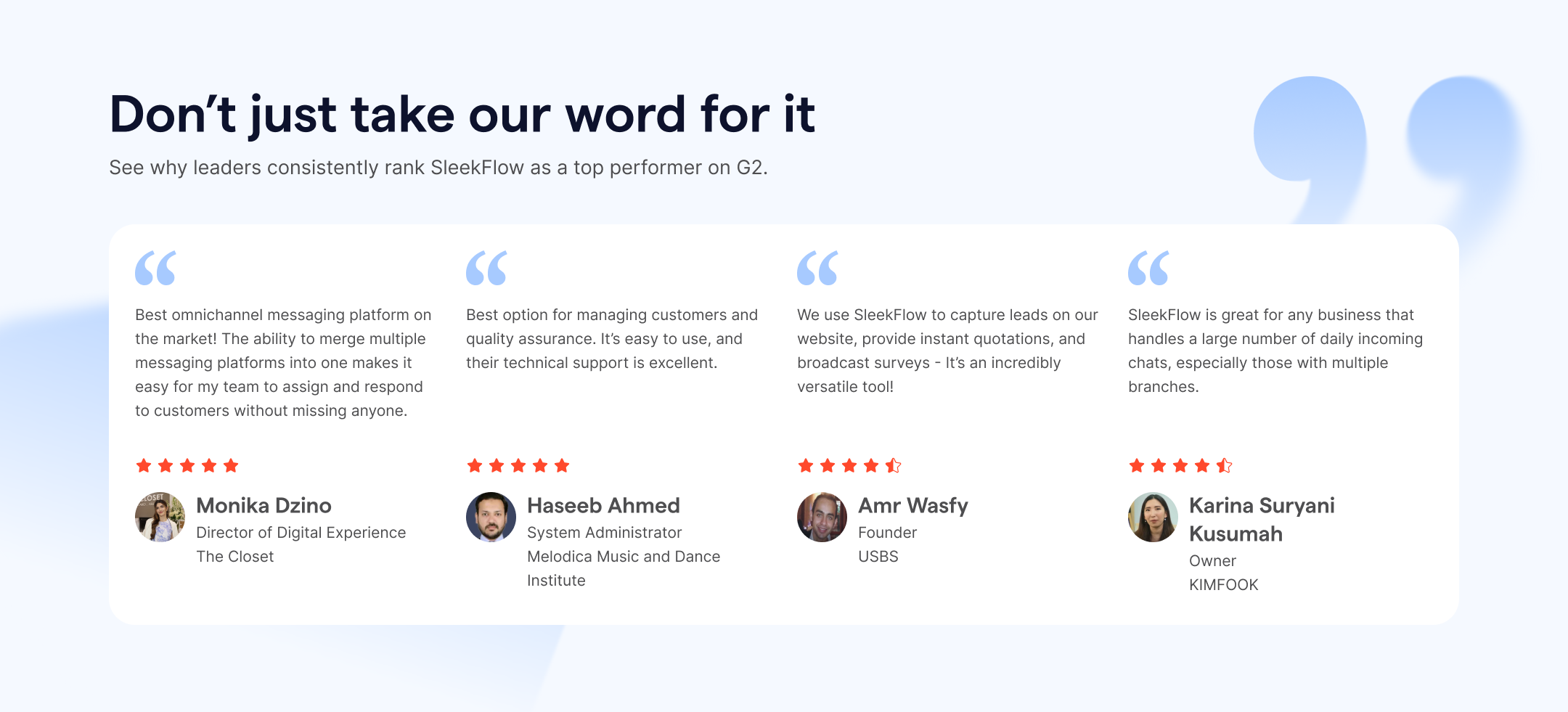 customer review banner