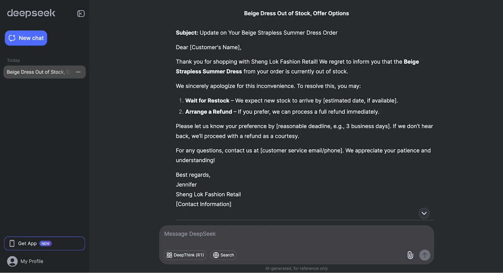 DeepSeek overview of AI