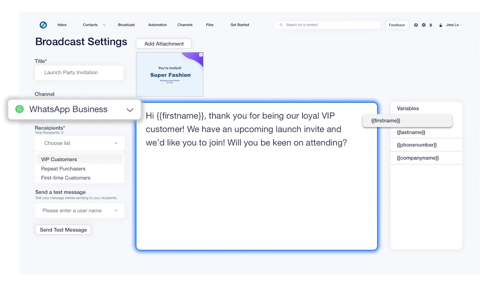 SleekFlow Broadcast Settings