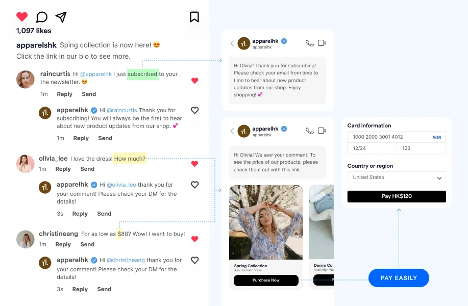 Risposta automatica ai commenti su Instagram
