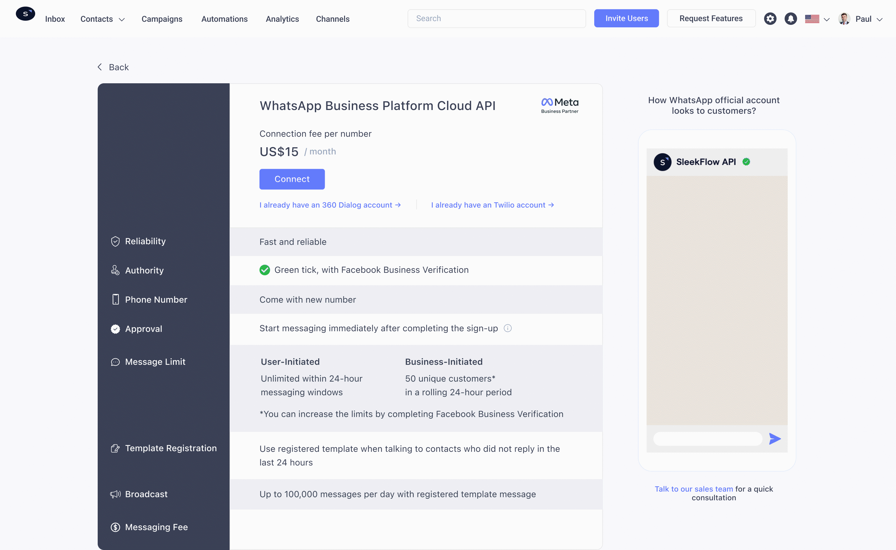 Proses pendaftaran tanpa coding yang ditawarkan WhatsApp BSP